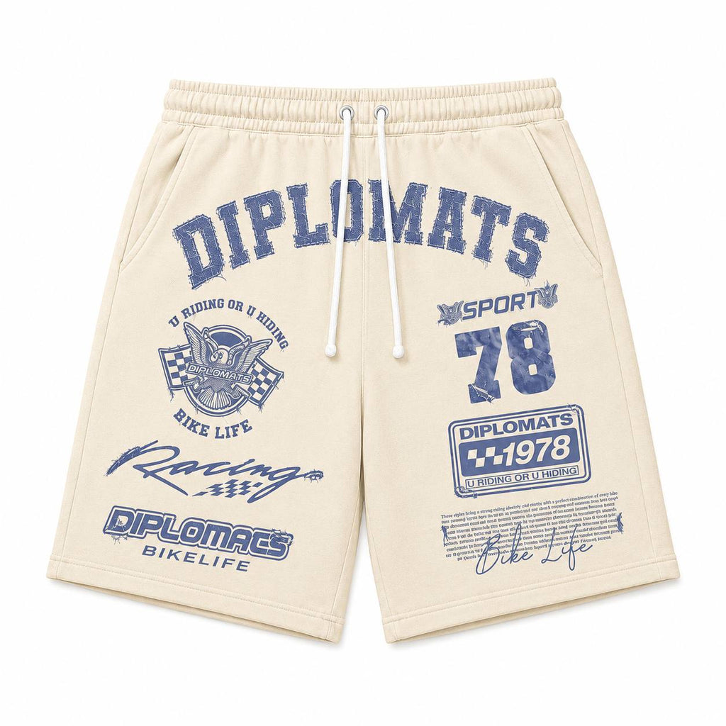 Diplomats "Bike Life" Racing Tee & Shorts Set – Matching Streetwear Outfit, Cream