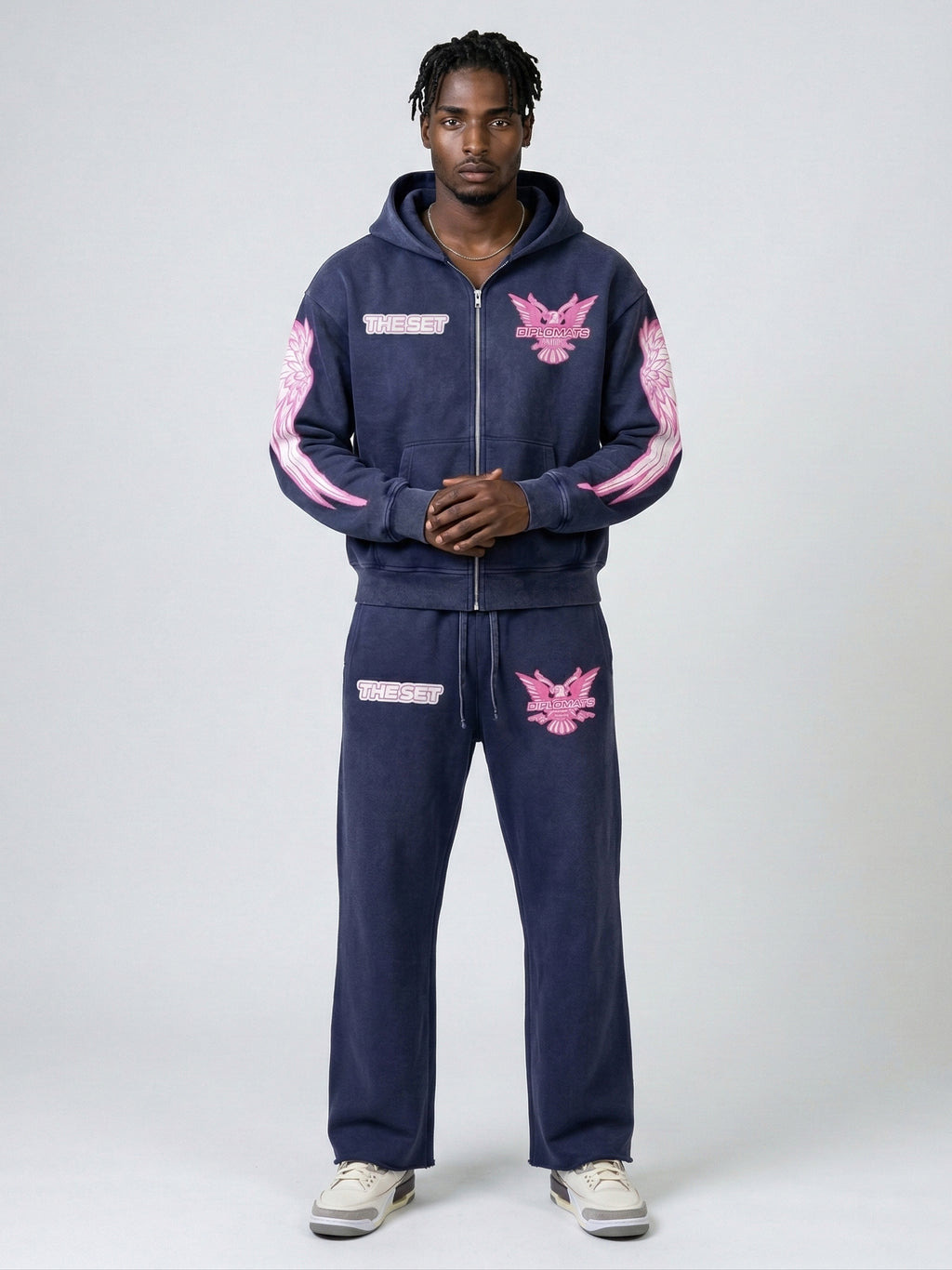 Diplomats "Wings" Sweatsuit – Stoned Acid Wash Blue