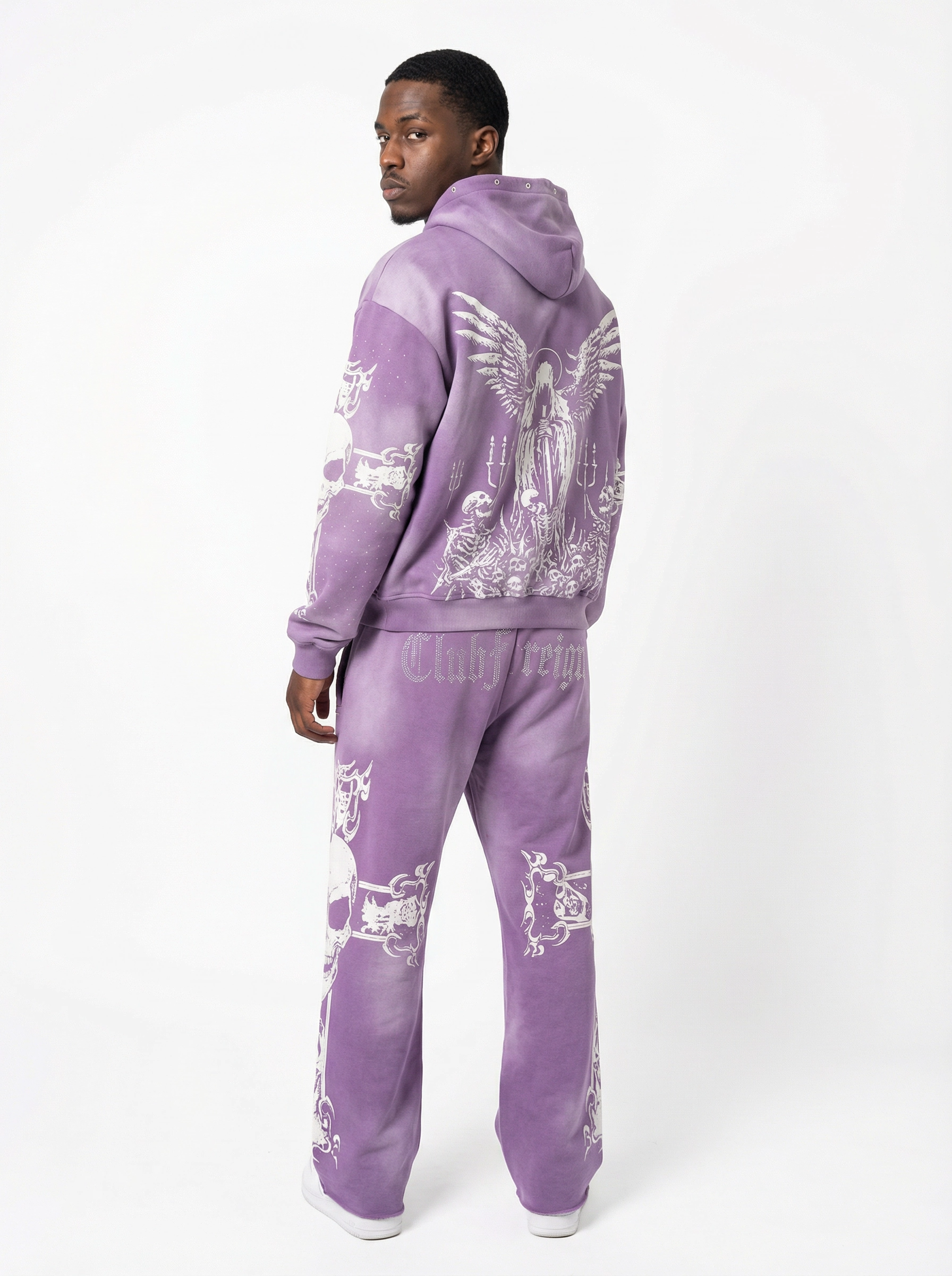 Club Foreign 2.0 "Ethereal Ruin" Sweatsuit – Acid Washed Purple Set