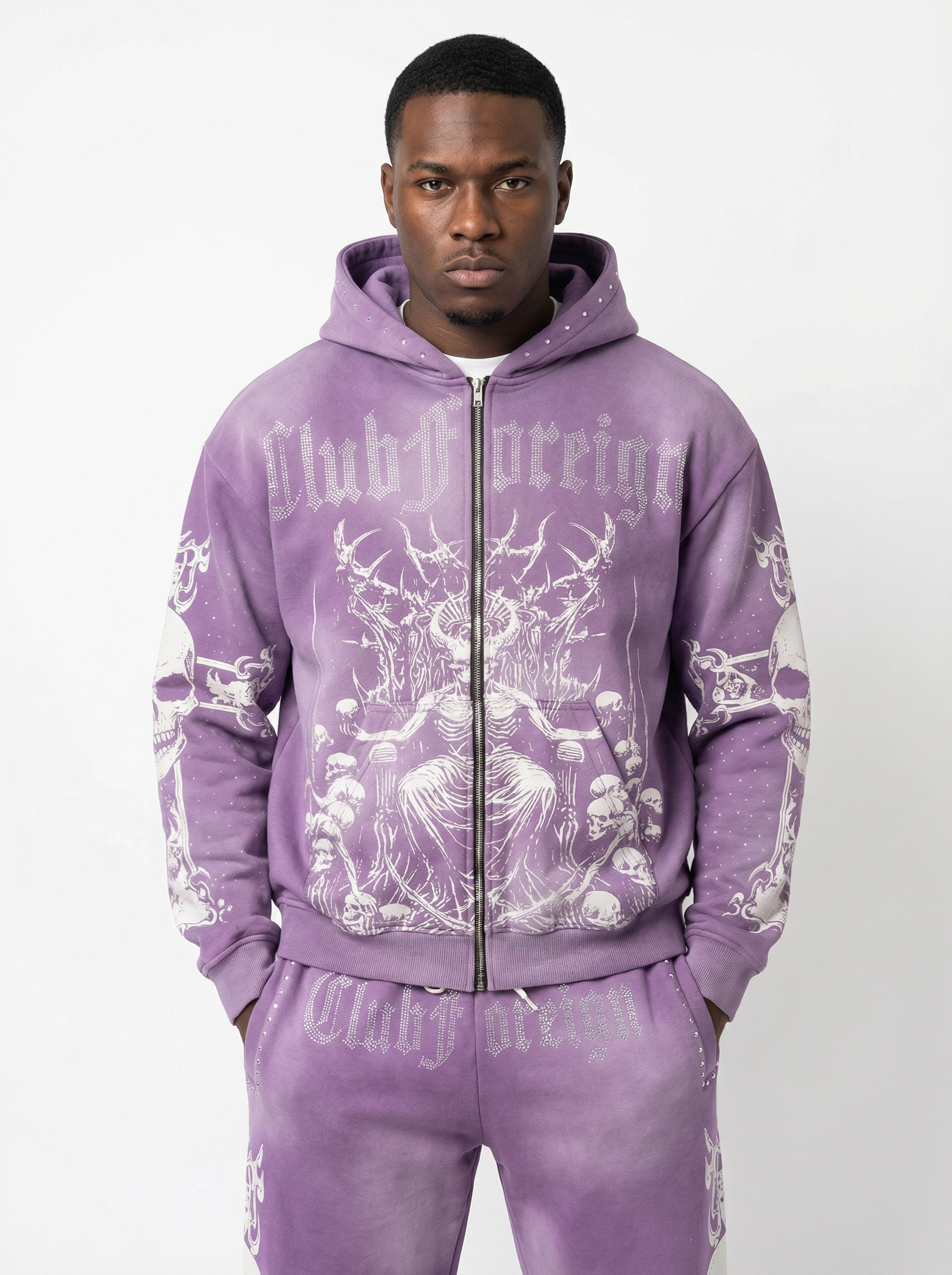 Club Foreign 2.0 "Ethereal Ruin" Sweatsuit – Acid Washed Purple Set