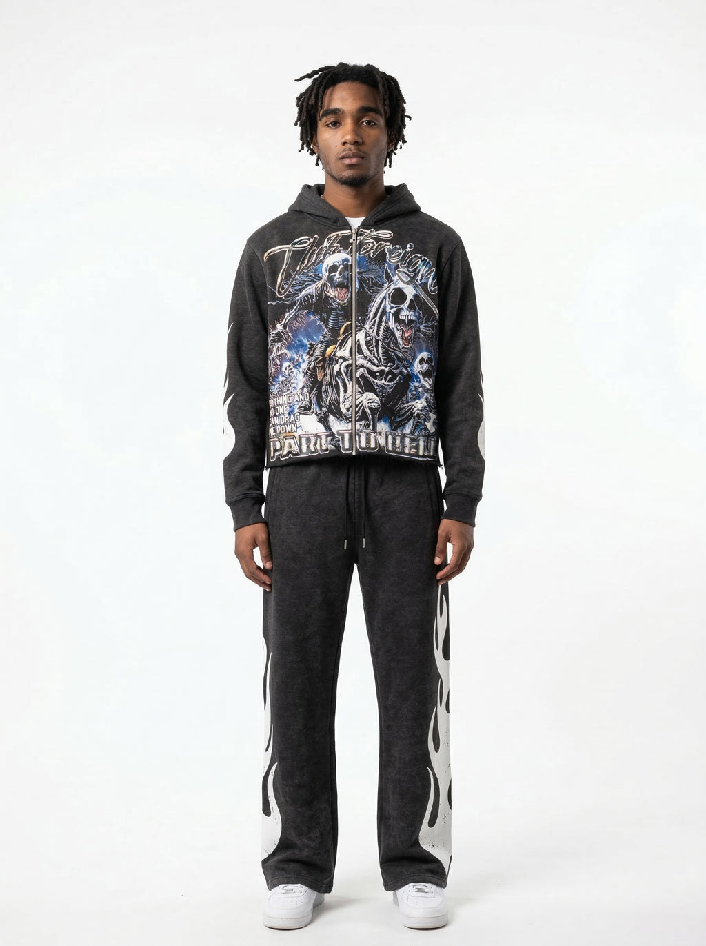 Club Foreign 2.0 "Rich or Dead" Sweatsuit – Black Acid Washed Set