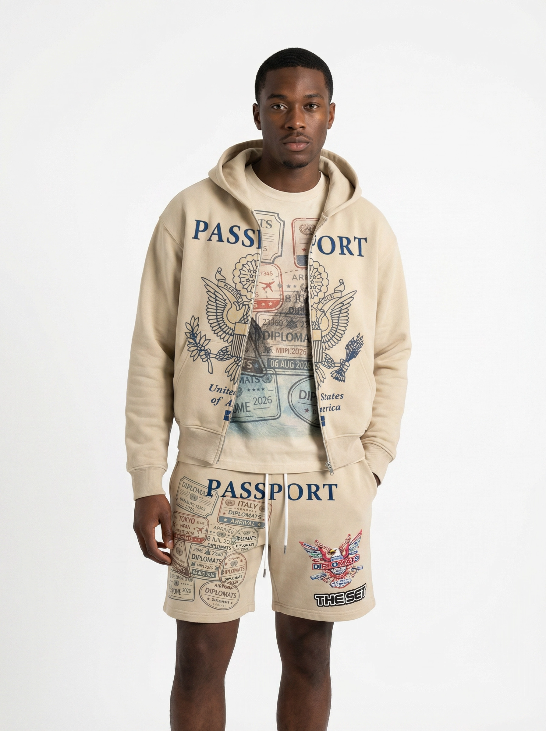[COMING SOON] Club Foreign "Passport" World Tour Zip-Up - Sand / Cream