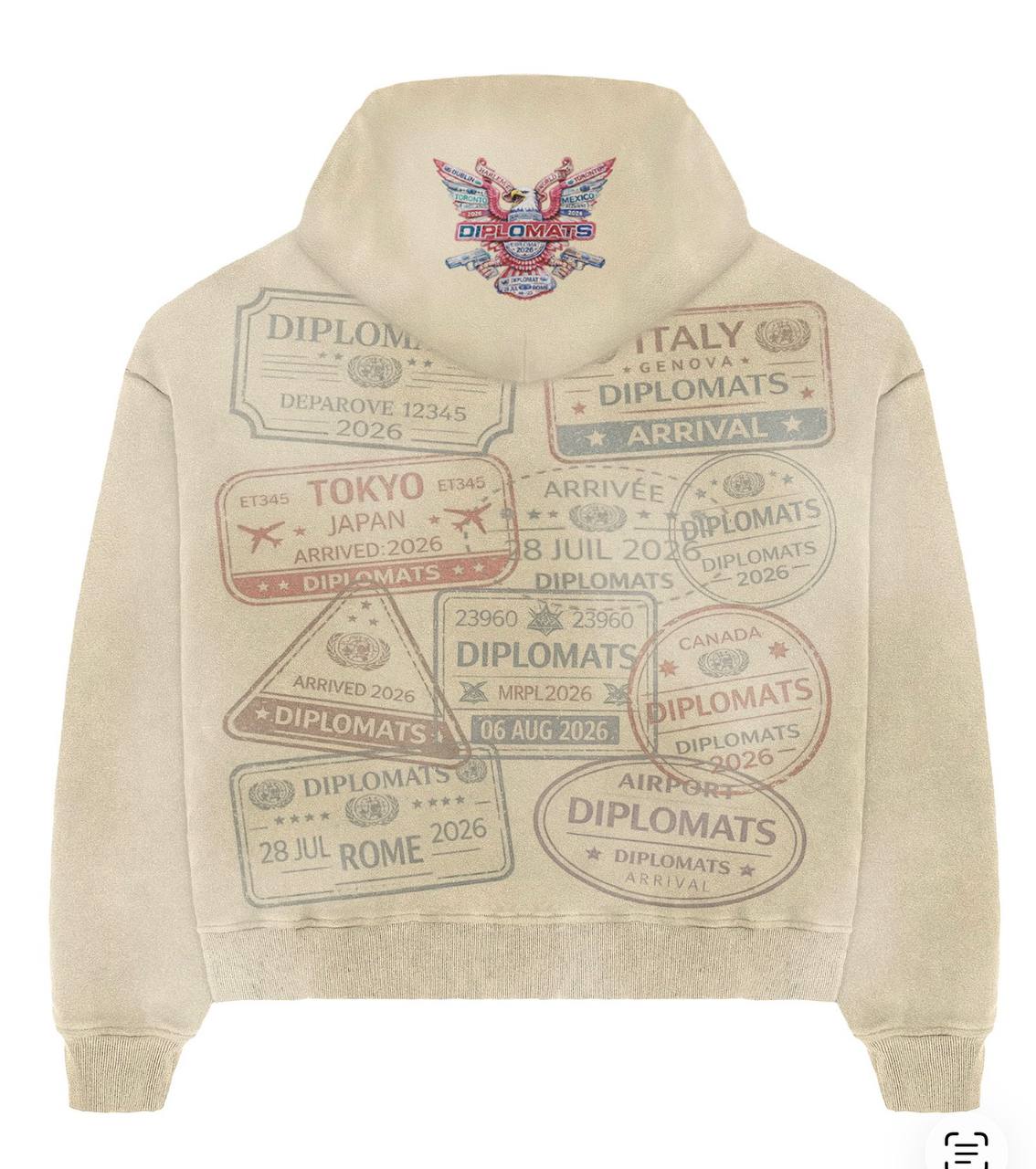 [COMING SOON] Club Foreign "Passport" World Tour Zip-Up - Sand / Cream