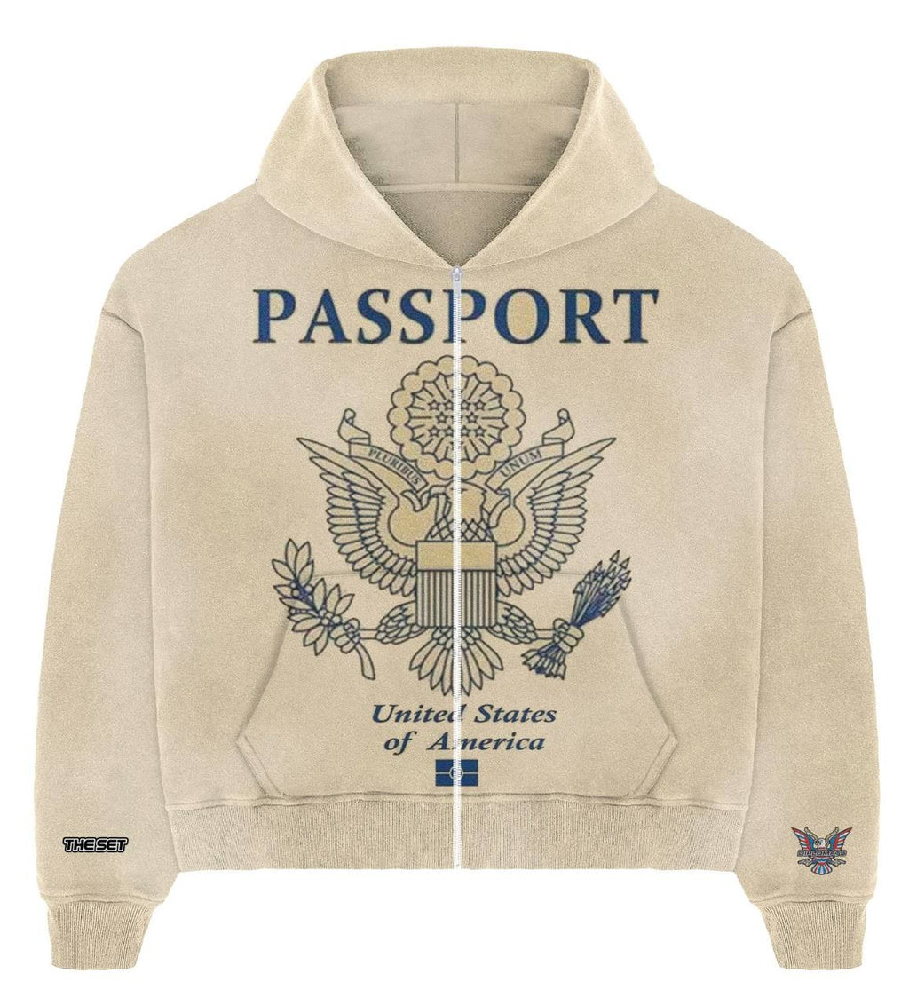 Diplomats "Passport" World Tour Zip-Up Hoodie - Sand / Cream