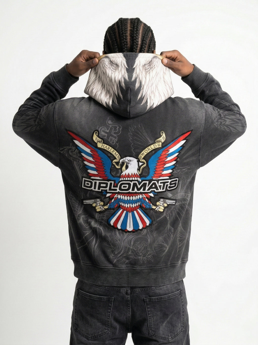 Diplomats "Eagle" Full-Zip Hoodie – Stoned Acid Black