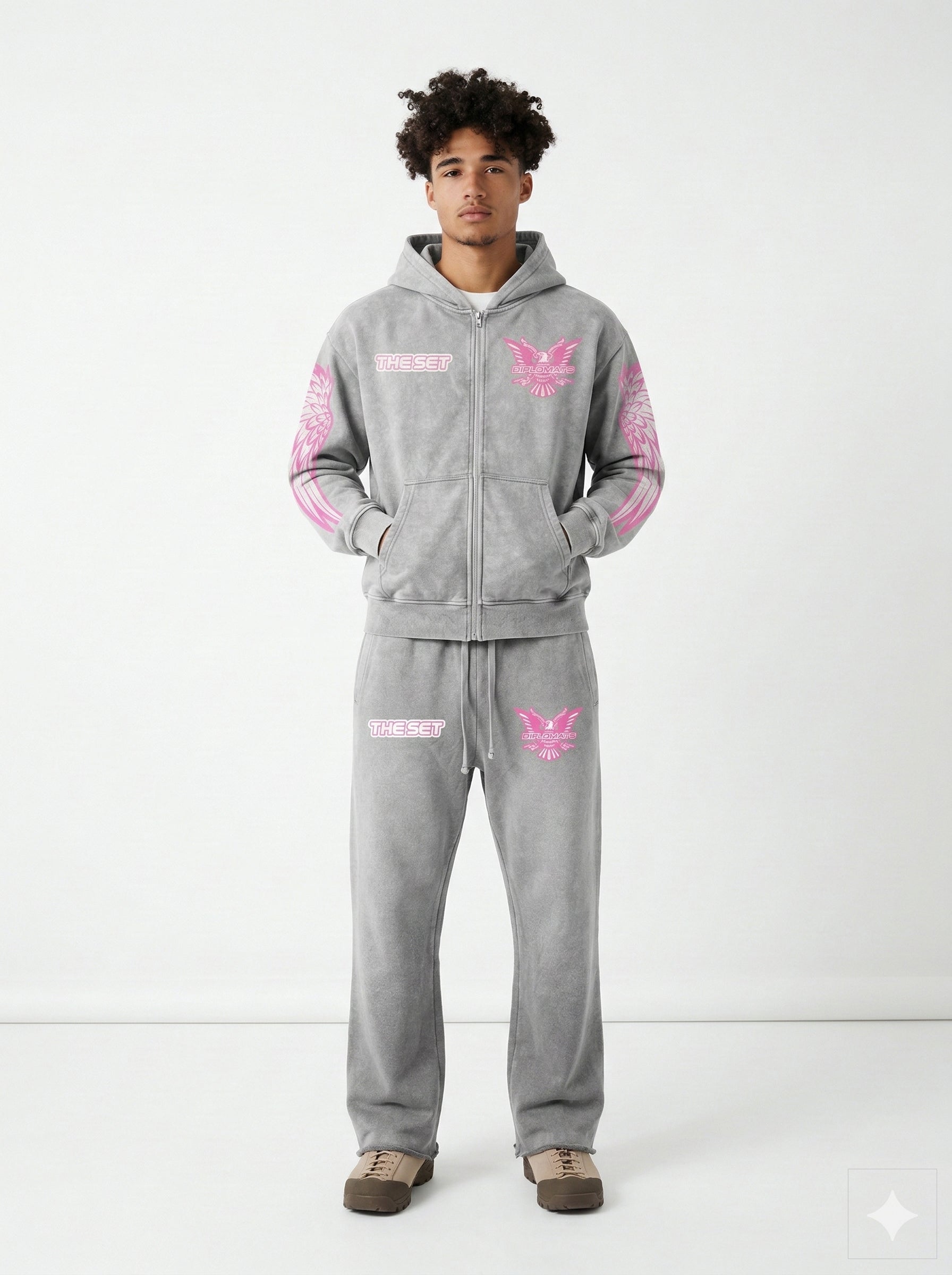 Club Foreign x Diplomats "Wings" Sweatsuit – Stoned Acid Grey