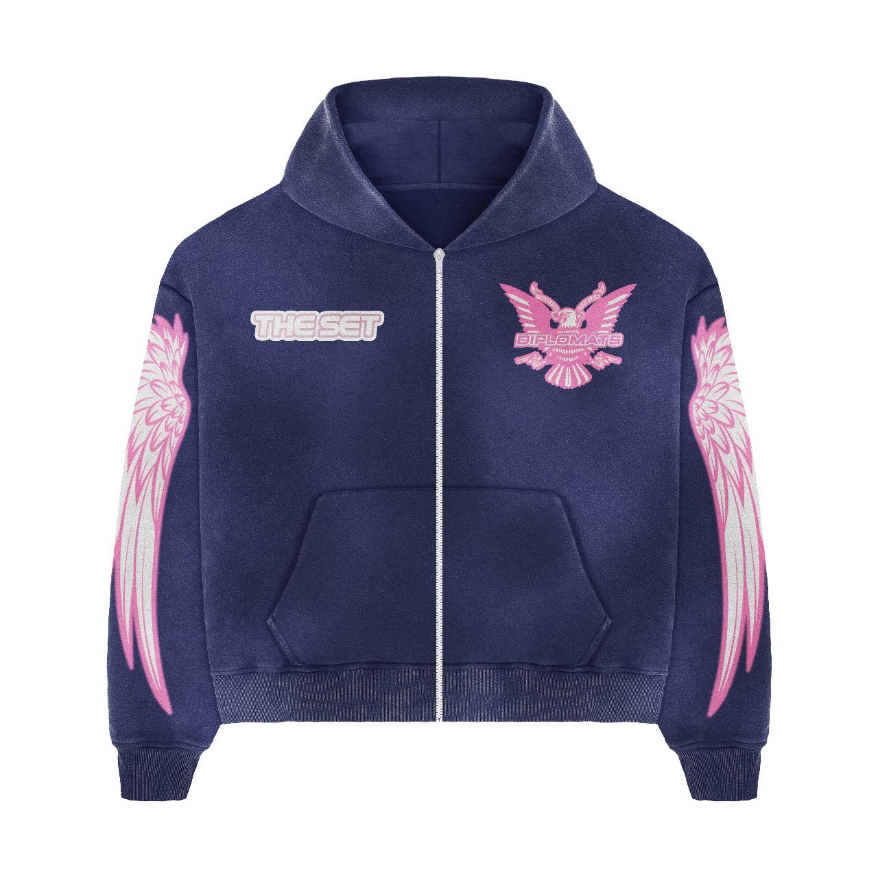 Club Foreign x Diplomats "Wings" Sweatsuit – Stoned Acid Wash Blue