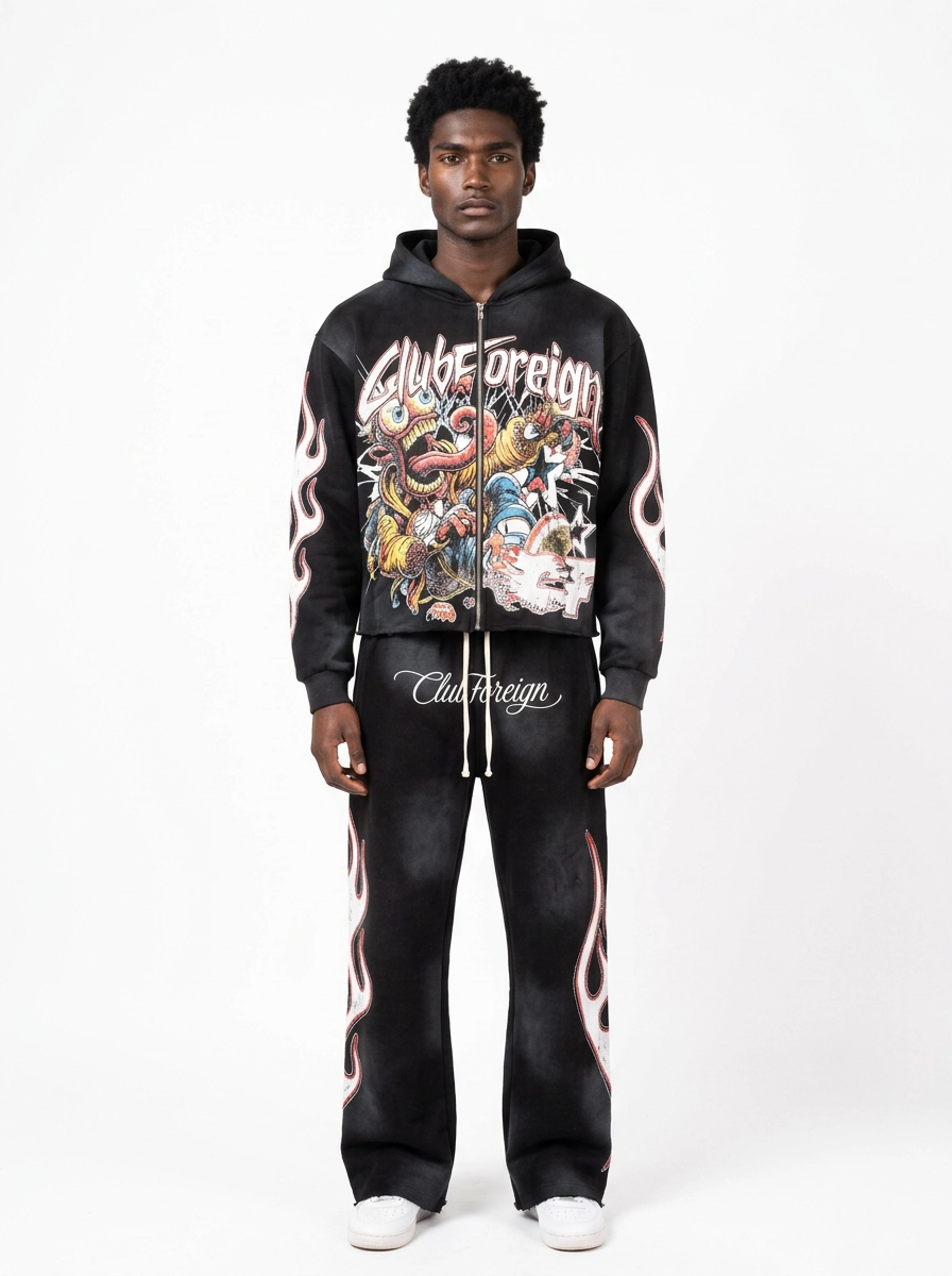 Club Foreign "Make Your Mind" Sweatsuit – Stoned Acid Black