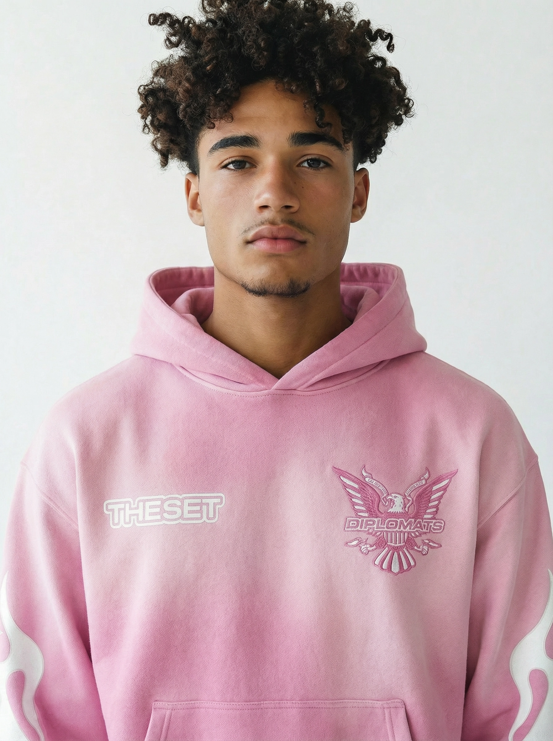 Club Foreign x Diplomats "Harlem World" Hoodie – Pink Acid Wash