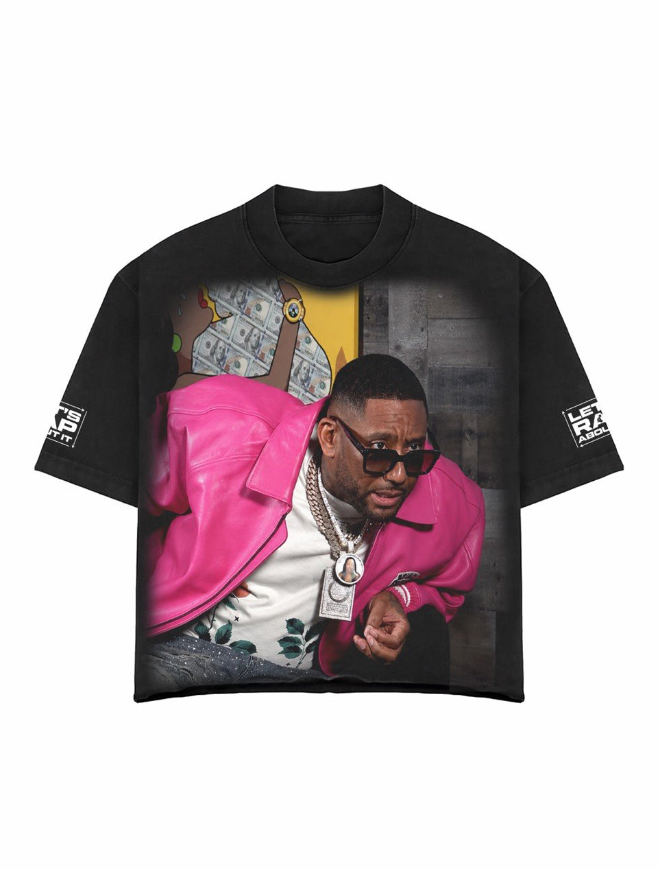 Let's Rap About It 'Maino Pink Jacket' Heavyweight Tee - Vintage Black