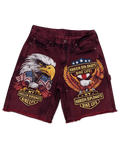 "Harlem Diplomats Bike Life" Denim Painter Shorts – Oxblood Red