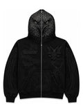 Black Diplomats full-zip hoodie with printed eagle face across the hood, embroidered Diplomats crest and The Set logos at chest, wing print on sleeves