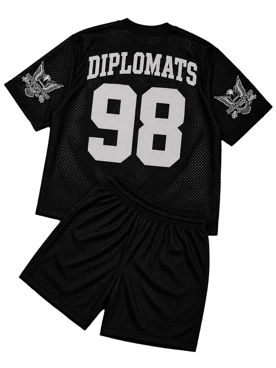 Diplomats "The Set" Athletic Mesh Tee & Shorts Set – Black