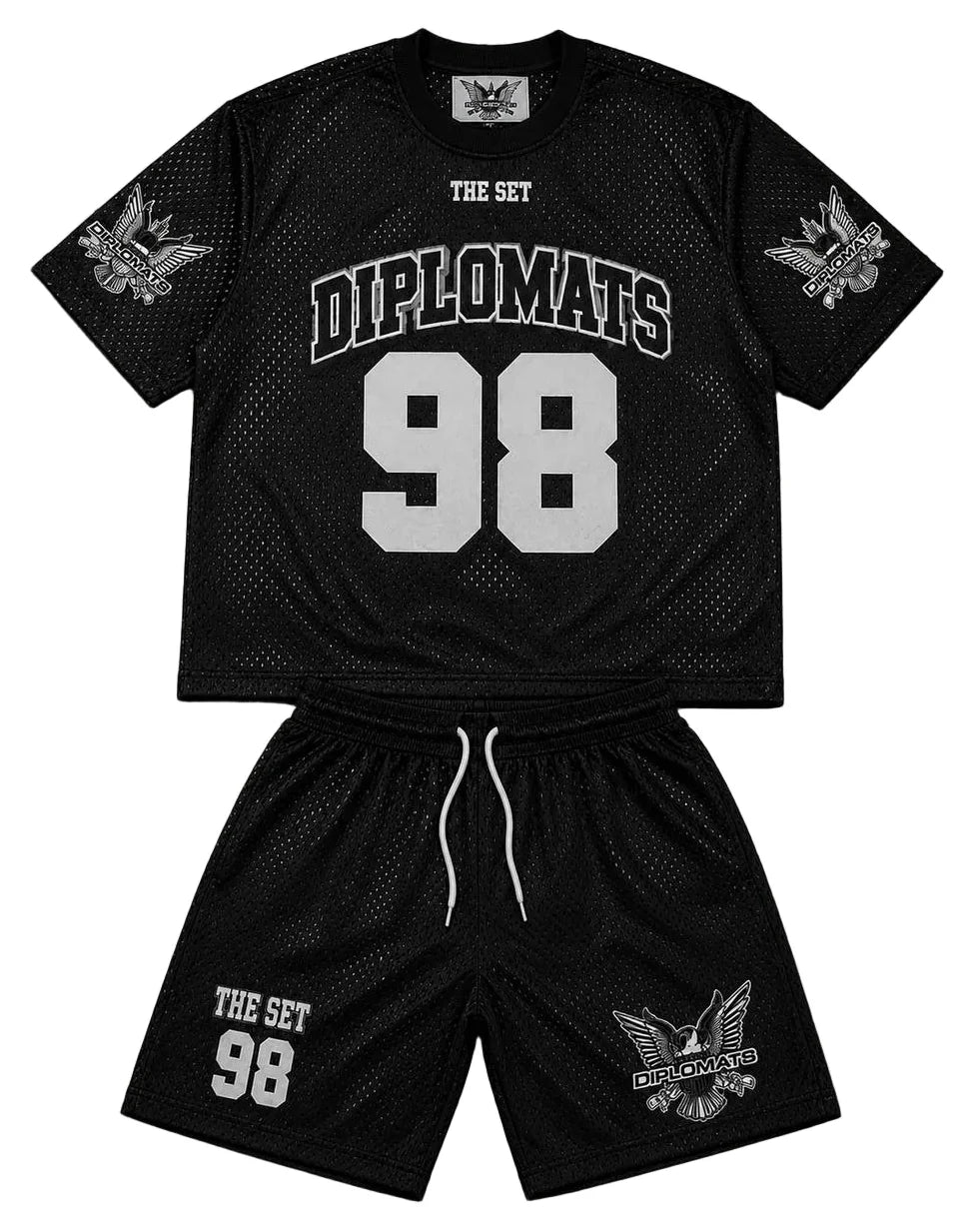 Diplomats "The Set" Athletic Mesh Tee & Shorts Set – Black