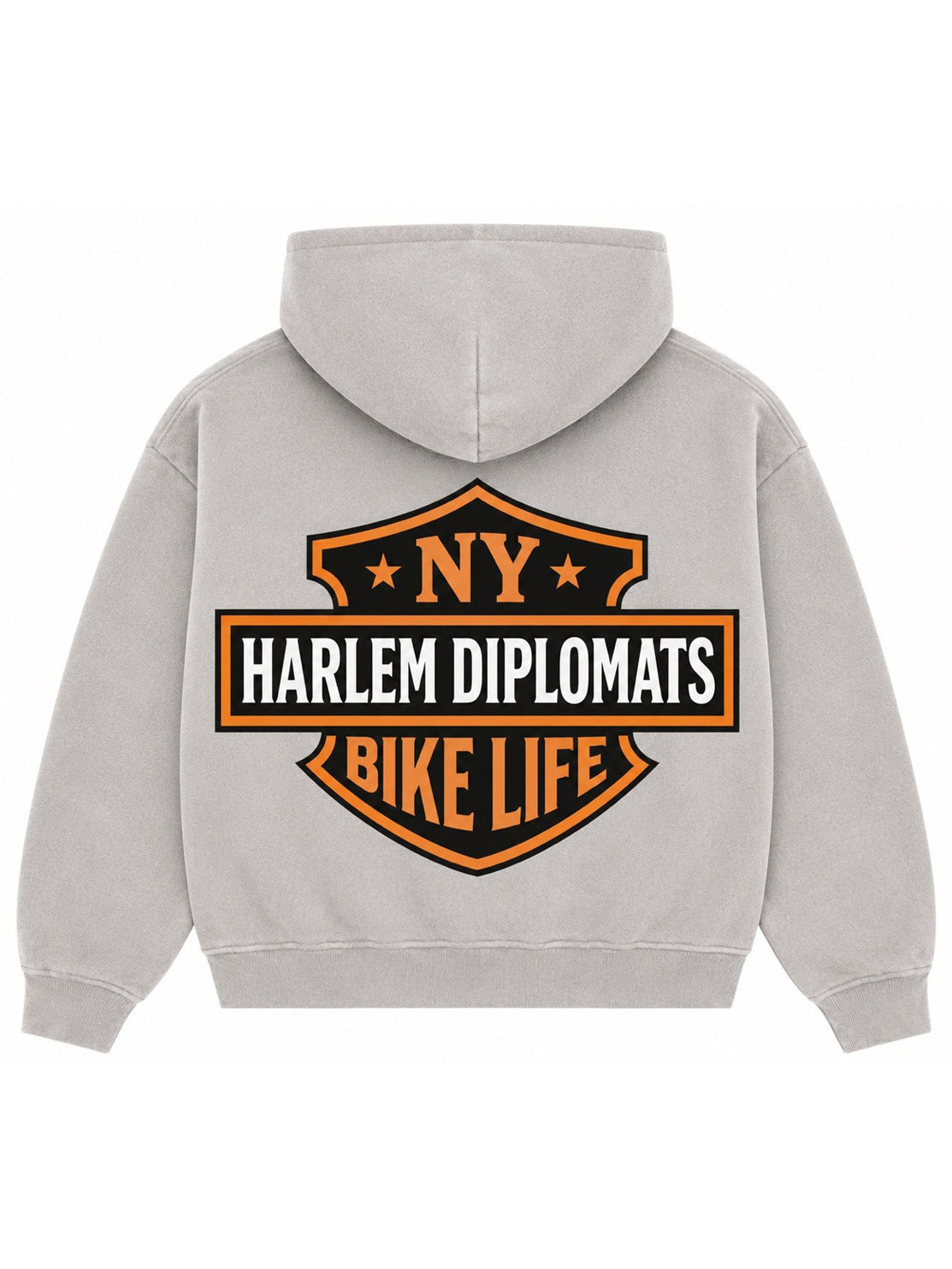 Harlem Diplomats "Bike Life" Vintage Biker Print Hoodie – Grey