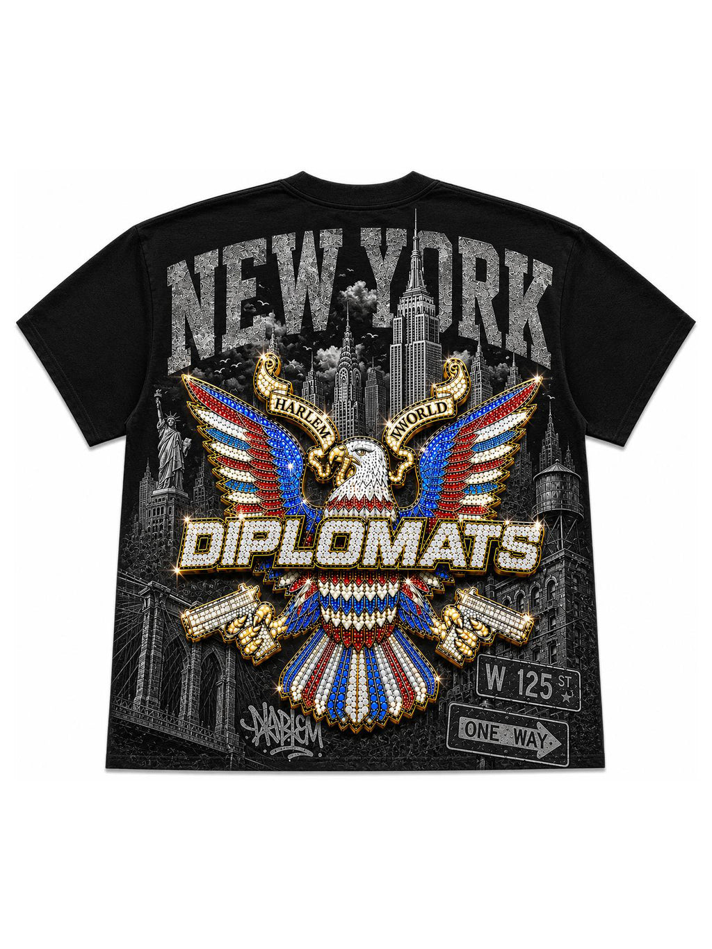 Harlem Diplomats "Harlem World" Maximalist Graphic Tee - Black