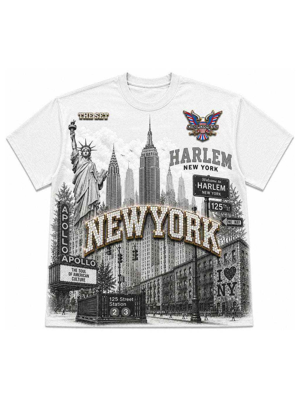 Harlem Diplomats "Harlem World" Maximalist Graphic Tee - White