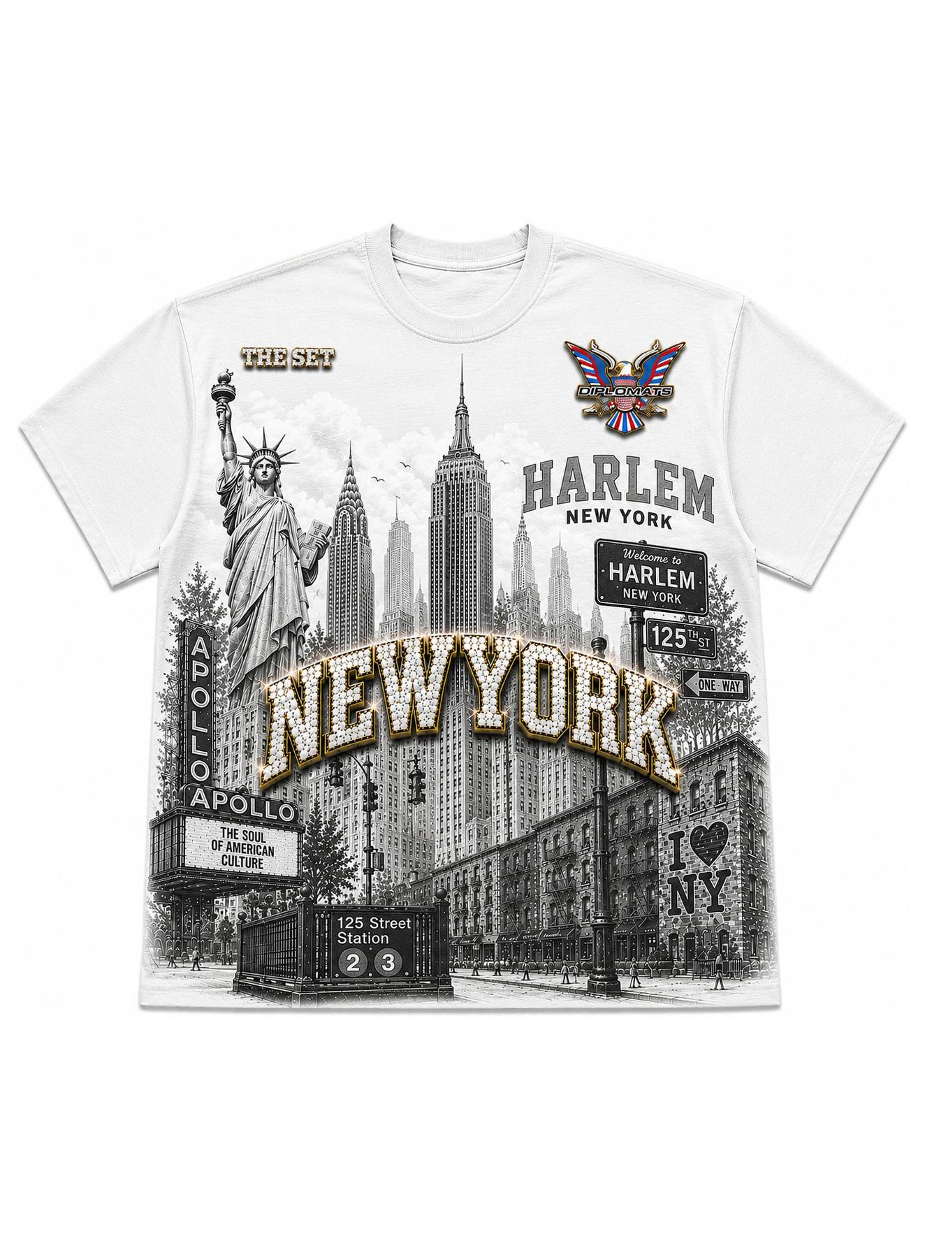 Harlem Diplomats "Harlem World" Maximalist Graphic Tee - White
