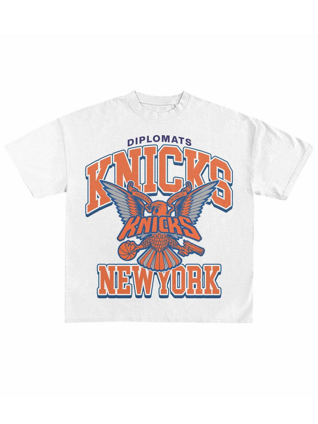Diplomats NY Knicks Jumbo Print Graphic Tee - White