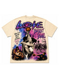 Black oversized cotton graphic t-shirt with 'Mitch' Harlem streetwear design featuring Apollo Theater marquee, vintage BMW, and jumbo screen print detail