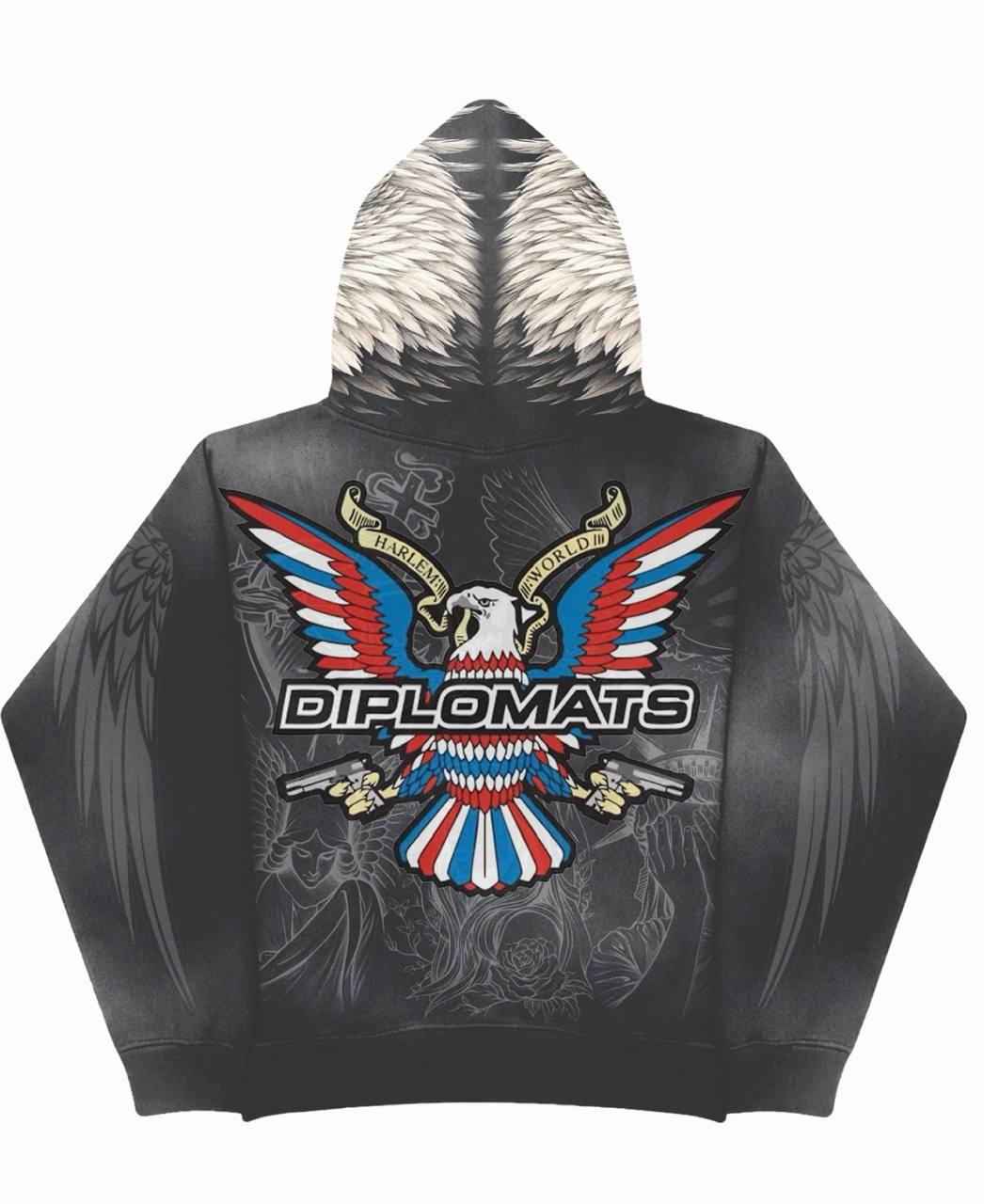 Diplomats "Eagle" Full-Zip Hoodie – Stoned Acid Black