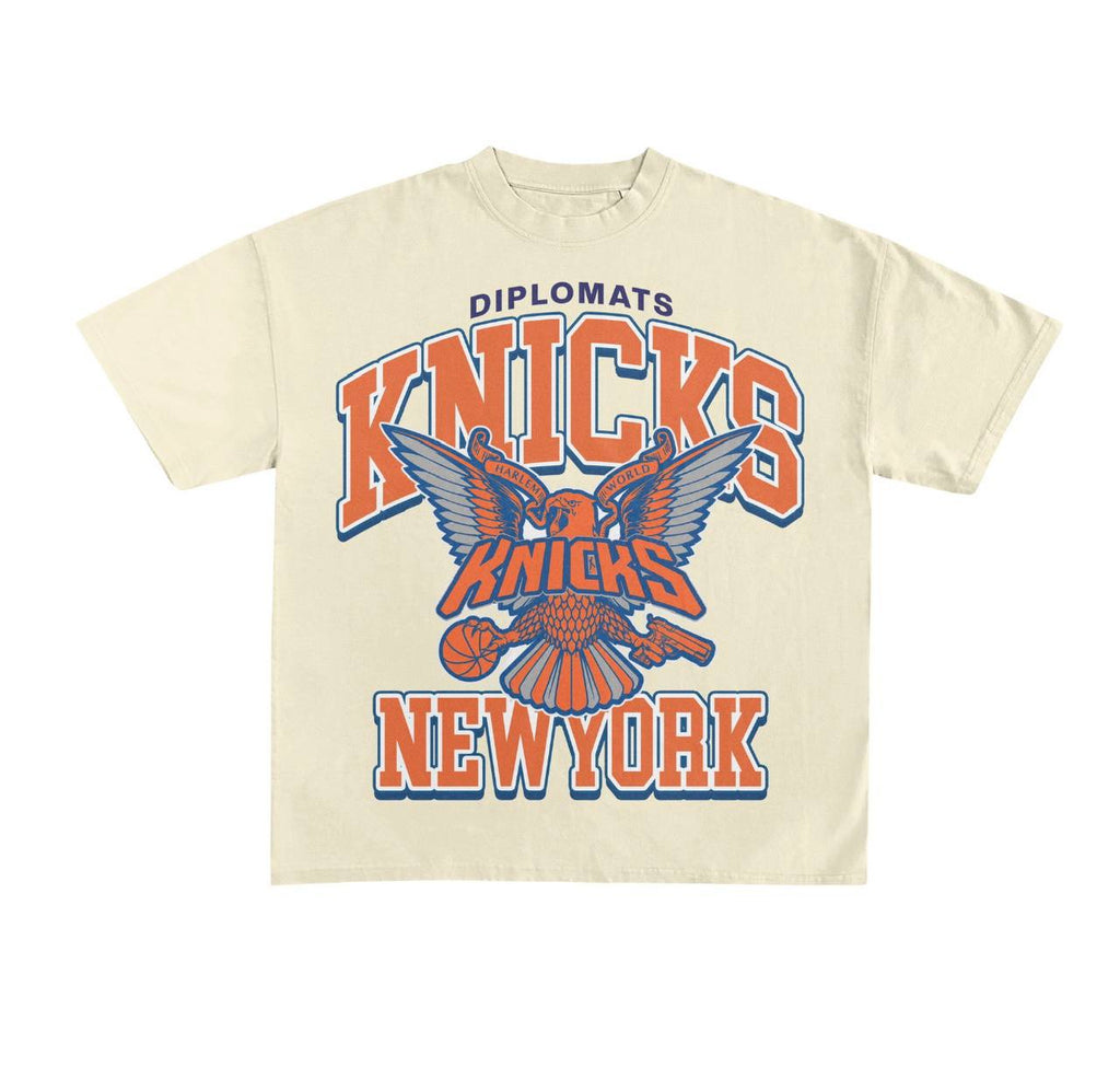 Diplomats NY Knicks Jumbo Print Graphic Tee - Vintage Cream