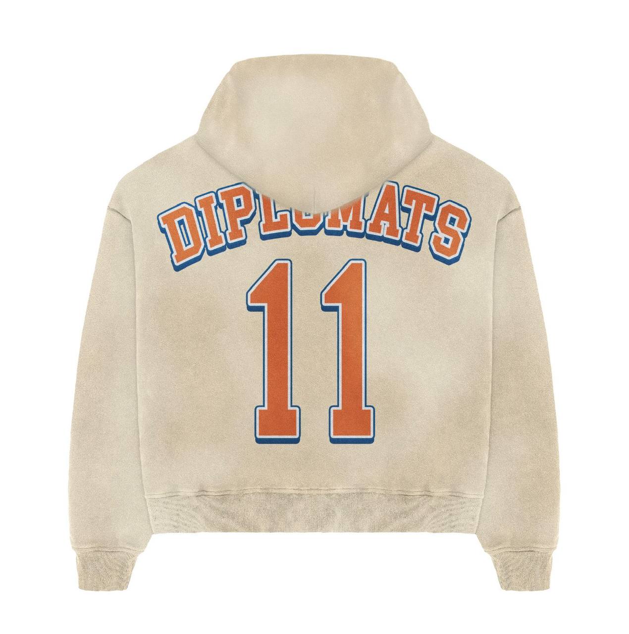 Diplomats" NY Knicks Jumbo Graphic Heavyweight Hoodie - Vintage Cream
