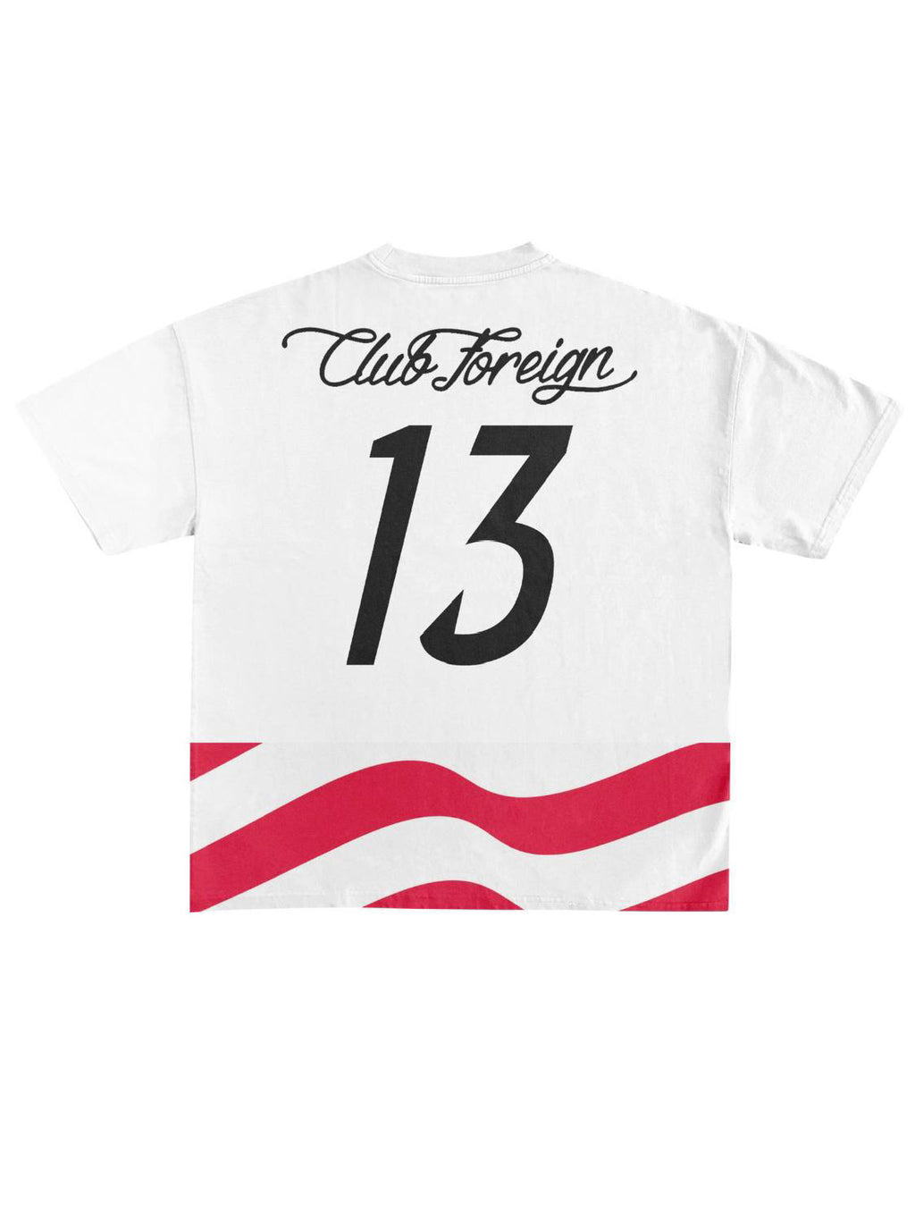 CLUB FOREIGN USA WAVY HOMAGE TEE – CHERRY RED / WHITE