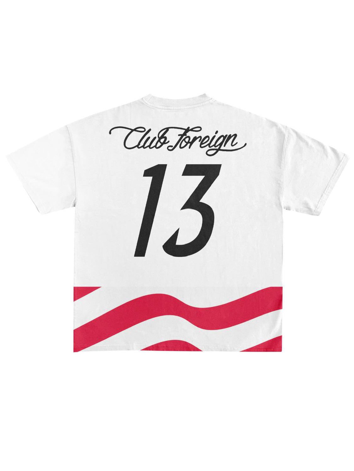 CLUB FOREIGN USA WAVY HOMAGE TEE – CHERRY RED / WHITE
